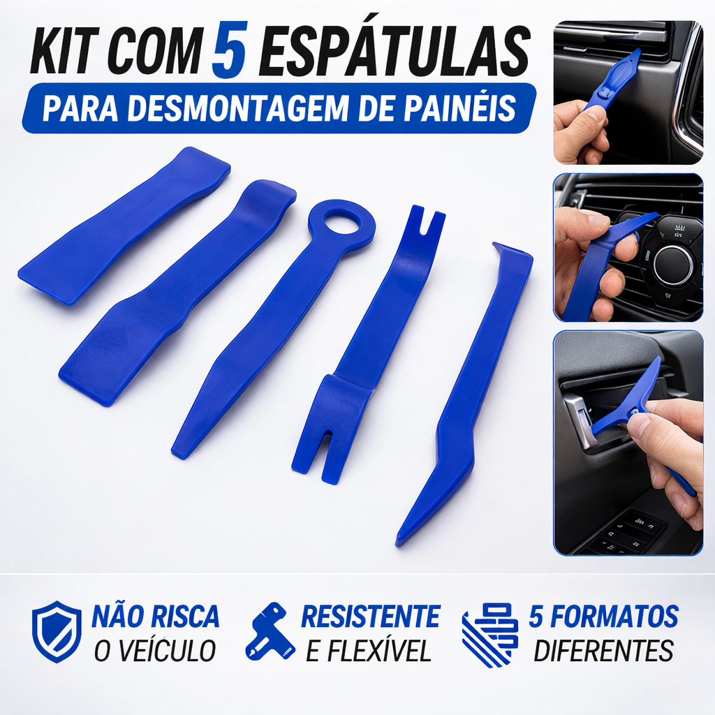 Kit com 5 Espátulas para Desmontagem de Painel Automotivo