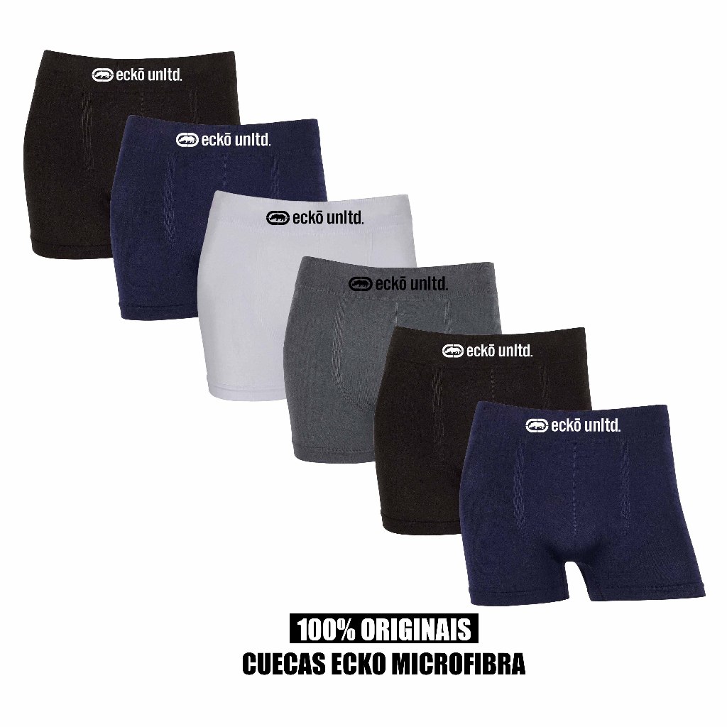 Kit 3 ou 6 cuecas boxer Ecko Original Microfibra