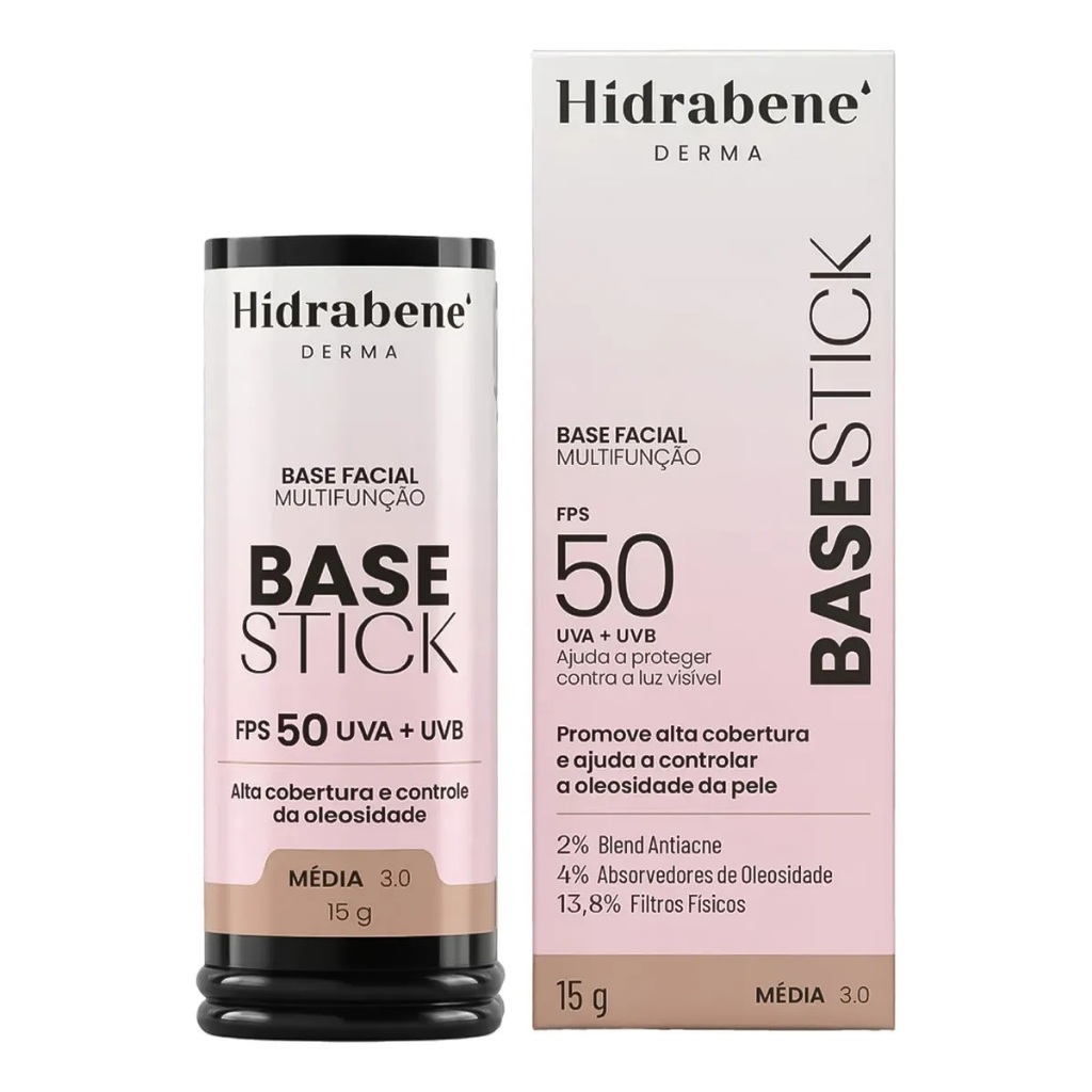 Base Facial Stick Hidrabene FPS50 Cor Média 3.0