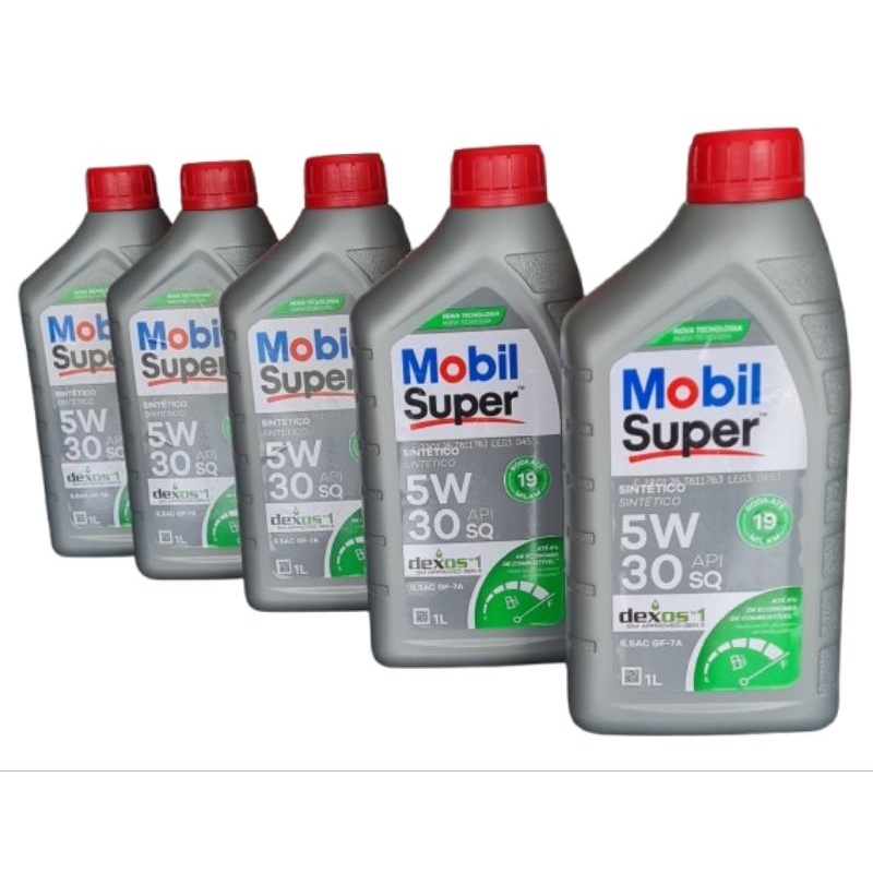KIT 5 LITROS OLEO MOBIL 5W30 SINTETICO API SQ DEXOS1 GF-7A KIT 5L CARRO