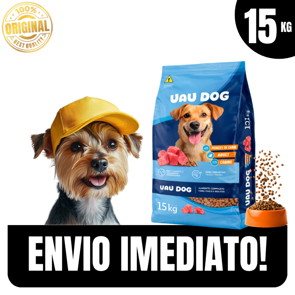 Ração Para Cachorro 15kg Adulto Uau Dog Carne - Envio Imediato