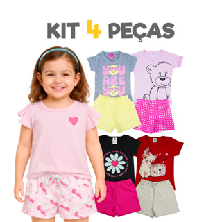 Kit 4 Peças Infantil Menina em Algodão Confortável Macio Qualidade Promoção em Oferta na Shopee