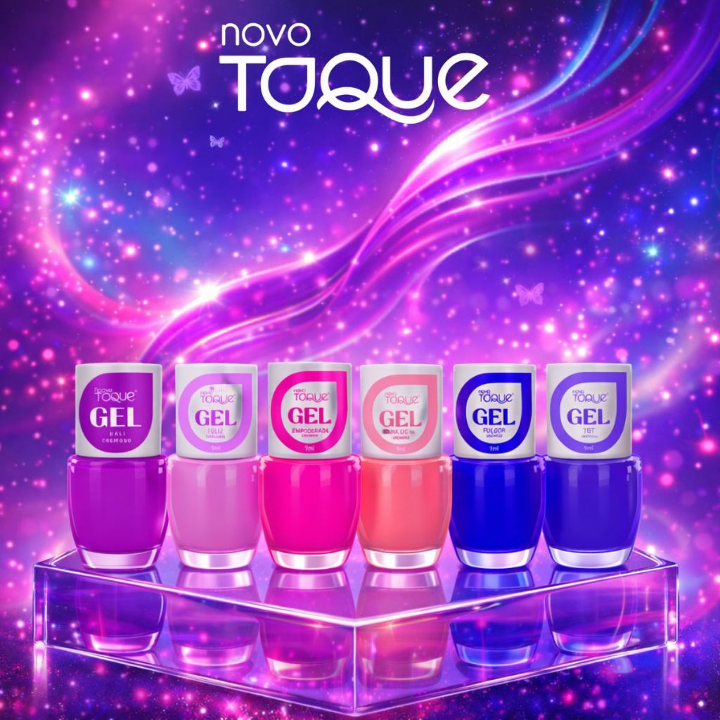 Kit 6 Esmaltes Novo Toque Efeito Gel Tons Vibrantes Cremosos Secagem Rápida Cores Mais Vendidas