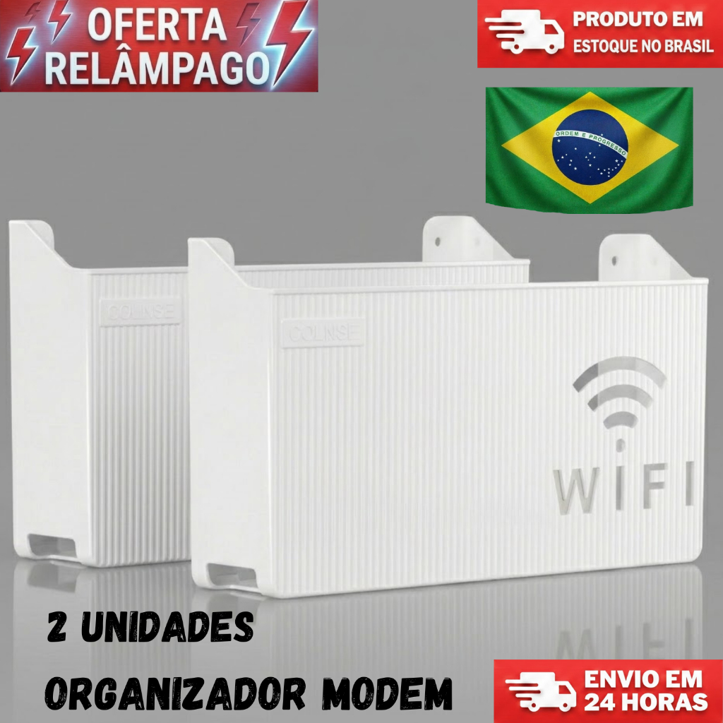 Kit Com 2 Organizador Suporte de Roteador Modem Wi-fi Adesivo