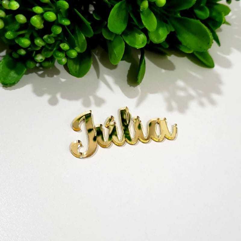Aplique Nome Personalizado 5cm Acrílico Espelhado Dourado Lembrancinhas e Decoração Aniversário Infantil Artesanato Luxo