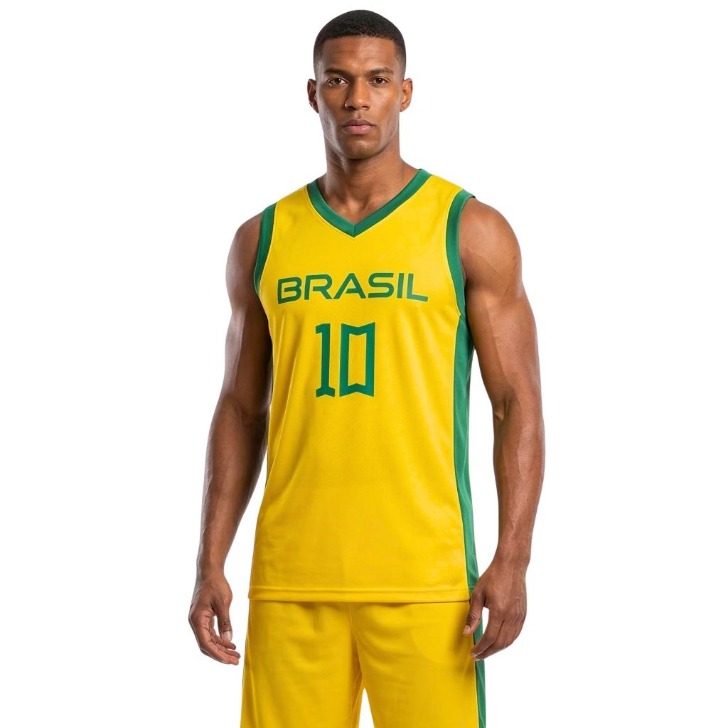 Regata Masculina Brasil Academia Treino Fitness Esportiva Leve Respirável Confortável Secagem Rápida