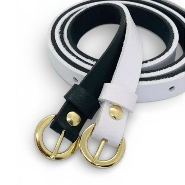 Kit 2 Cintos Feminino Fino Largura 1.5cm Fivela Dourada Delicada Dia a Dia Elegante Casual Skinny - Bia em Oferta na Shopee