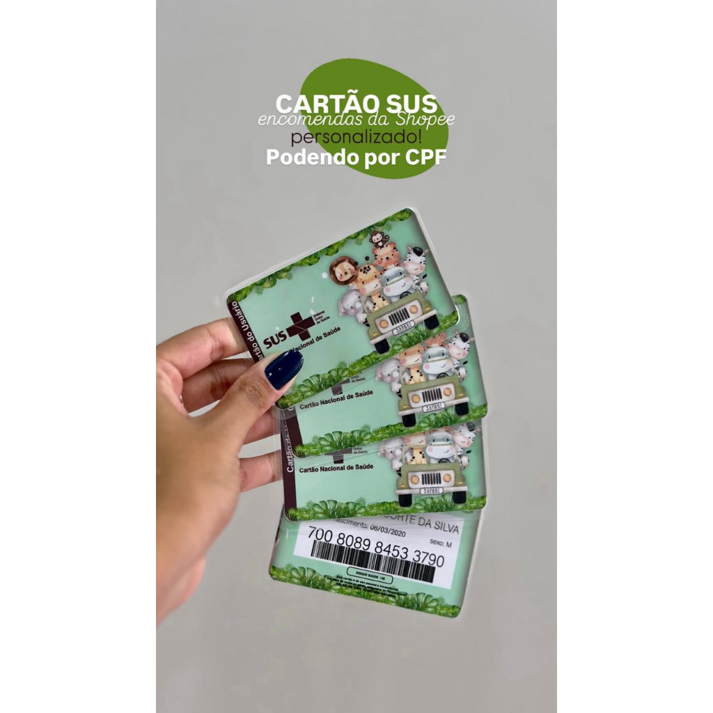 Cartão do SUS Personalizado com foto ou tema - frete grátis - enviar os dados no ato da compra CPF em Oferta na Shopee