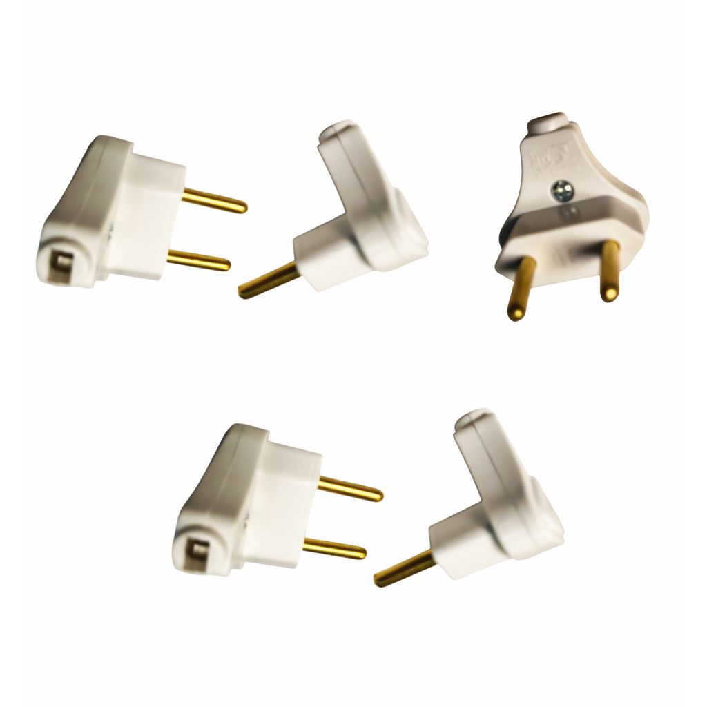 Kit 5 Pino Plug Macho 2p 10a Triangular Branco Flp Inmetro 127/220v