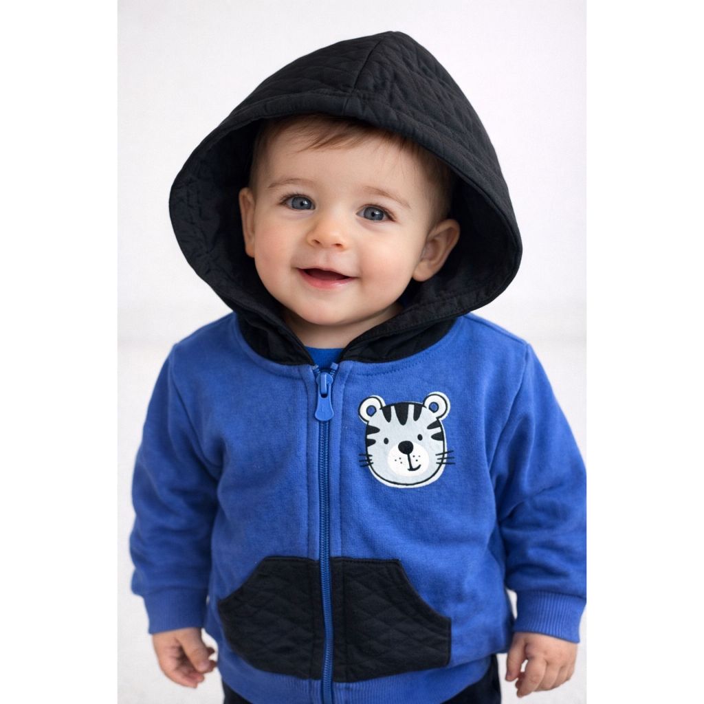 Blusa De Frio Infantil Casaco Moletom Com Capuz Matelassê - Casaco De Zíper Personagem Tigre em Oferta na Shopee