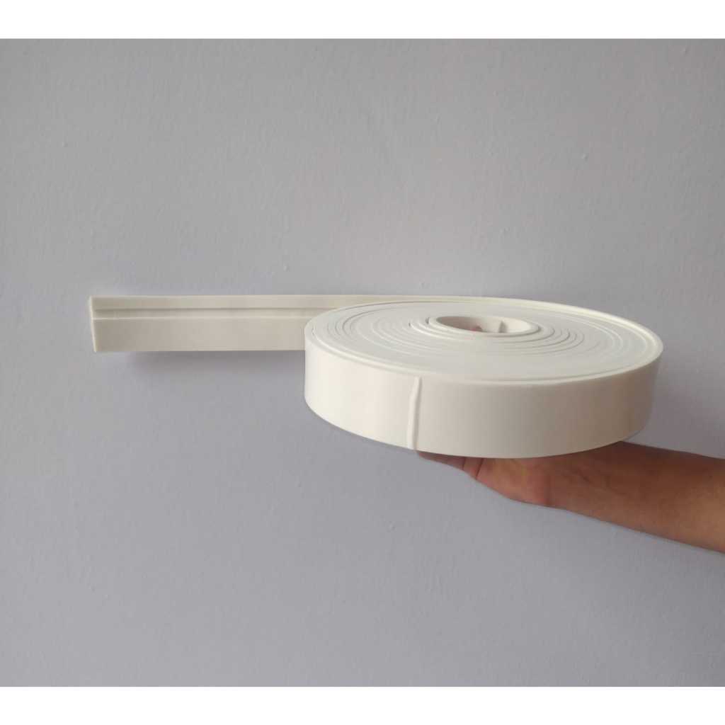 Rodameio Rodateto Rodape Ripado Moldura De Eva Autocolante Branco 5 cm - 5 mm - 5 Metros