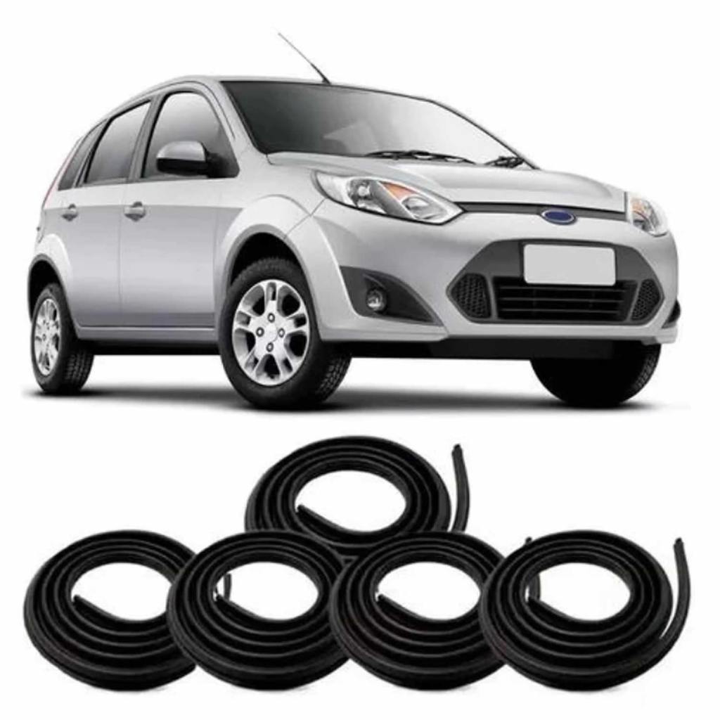 Kit 5 Peças - 4 Borrachas de Porta + Porta Malas Ford Fiesta 2002 em Diante Hatch ou Sedan