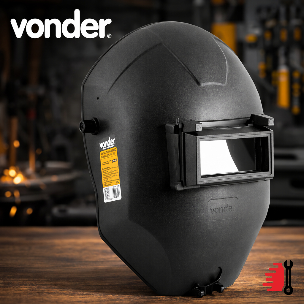 Máscara Para Solda Com Visor Articulado Ajuste Com Catraca VD 726 Vonder Sem Lente