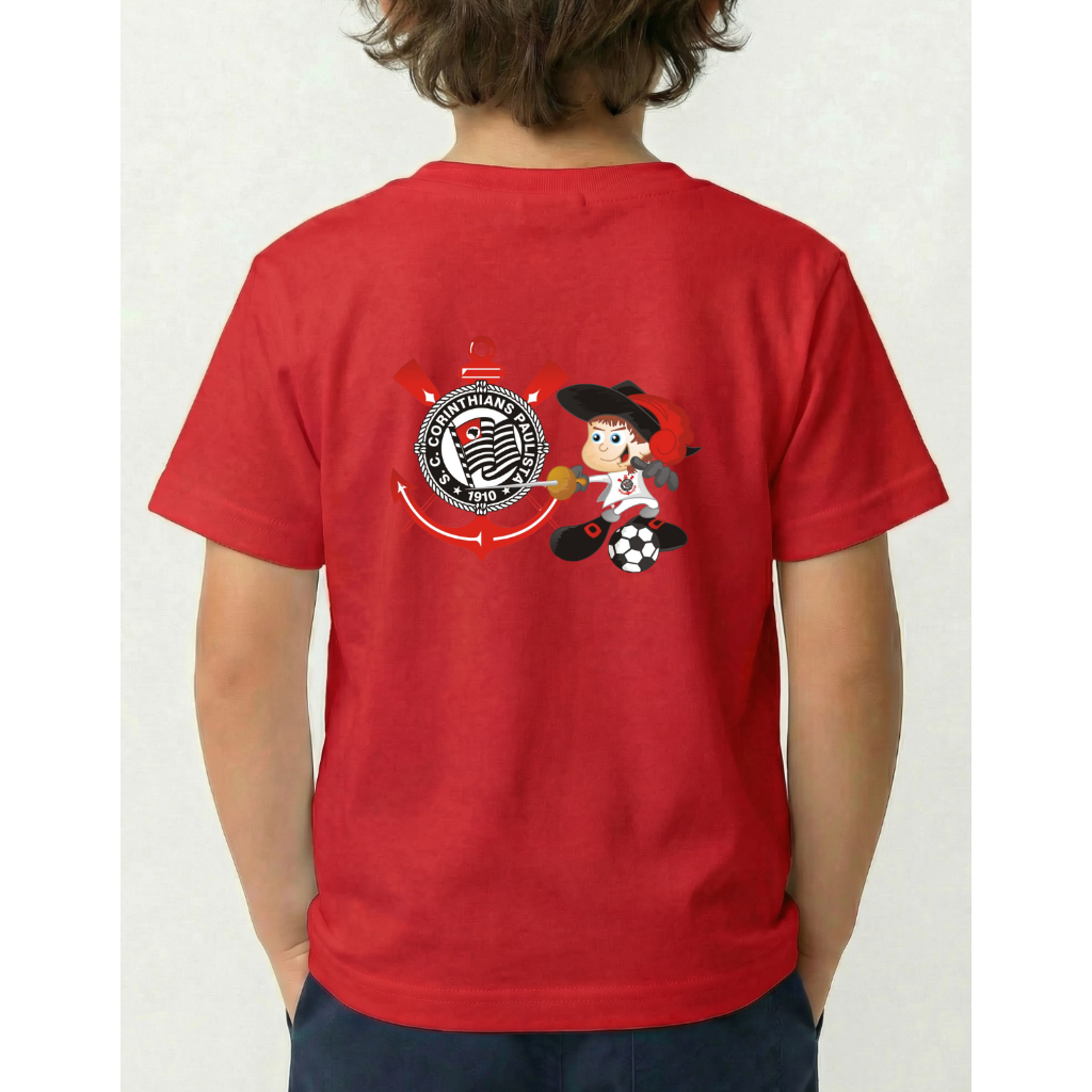 Camiseta Infantil Timão Escudo E Mascote Estampada Em Alta Qualidade Diversas Variações Em Estoque Algodão 30.1 — imagem 2 de 2