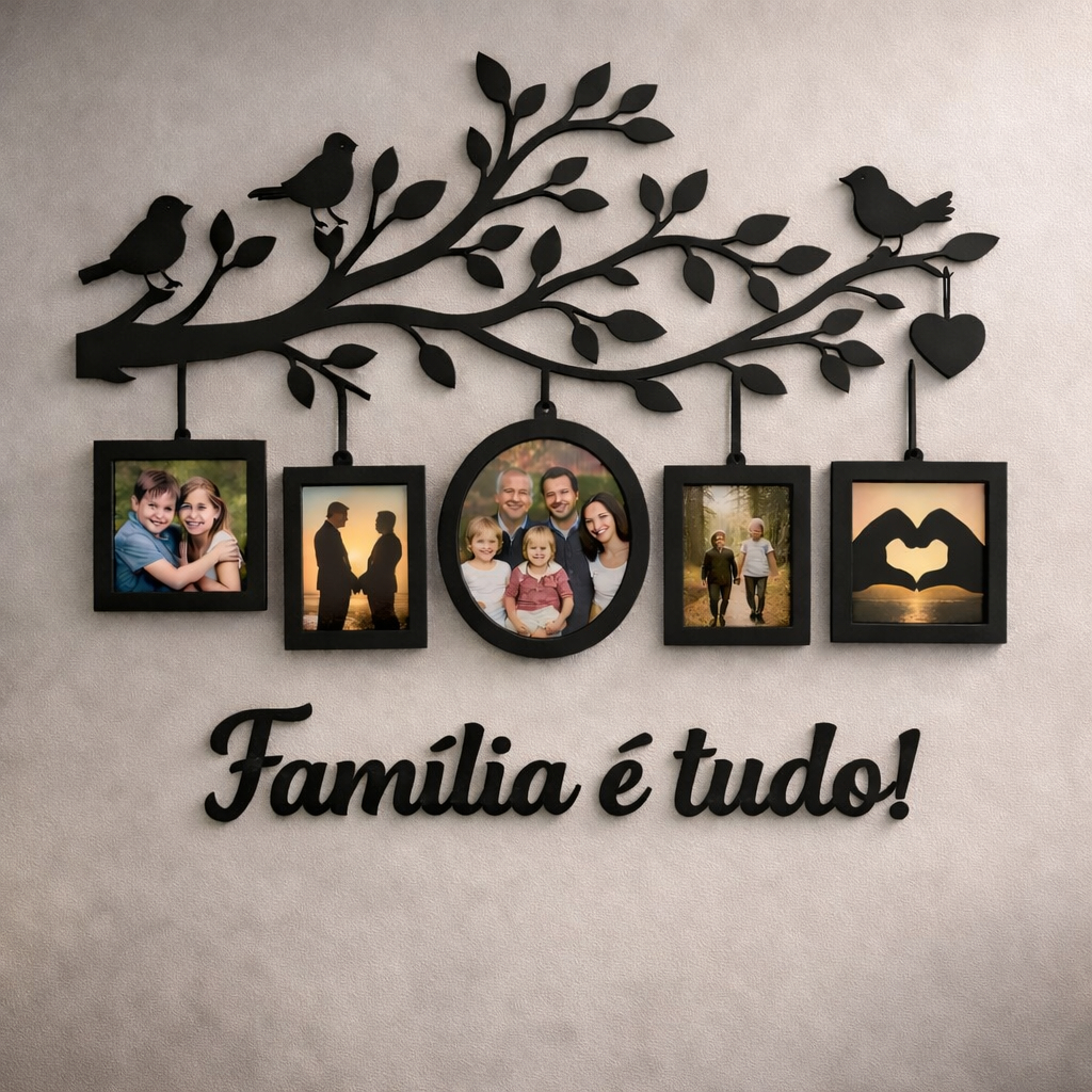 Quadro Decorativo arvore em MDF 10x15– Árvore com Molduras para Fotos Família