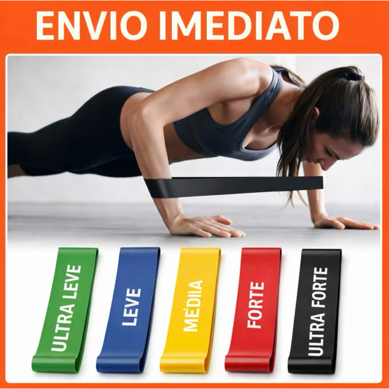 Kit 5 Faixas Elásticas Para Exercícios Multifuncional Yoga Fisioterapia e Treino