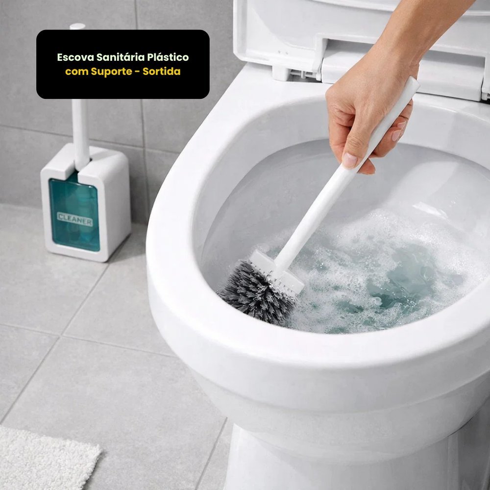 Escova Sanitária com Suporte de Parede para Banheiro | Escova Vaso Sanitário Plástica com Recipiente
