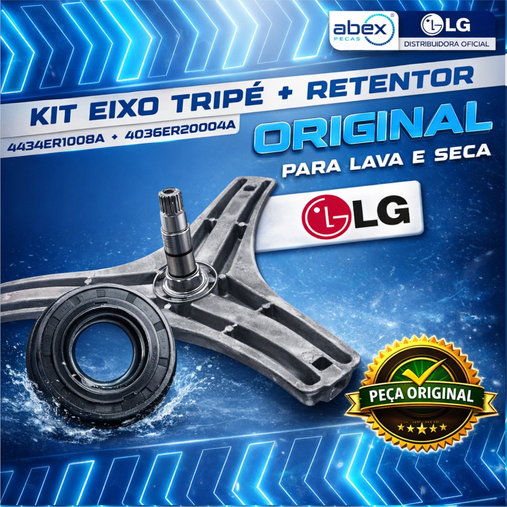 Eixo Tripé Suporte Cesto Para Lava E Seca LG WD1403 WD1409 WD1412 4434ER1008A Com Retentor Original
