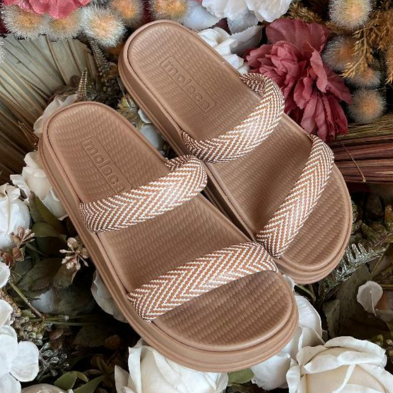 Papete 5556.100 Moleca Sorrento Tiras Tresse Flat Slide ORIGINAL Confortável Estiloso em Oferta na Shopee