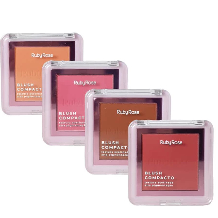Blush Compacto Ruby Rose Alta Pigmentação  Textura Acetinada