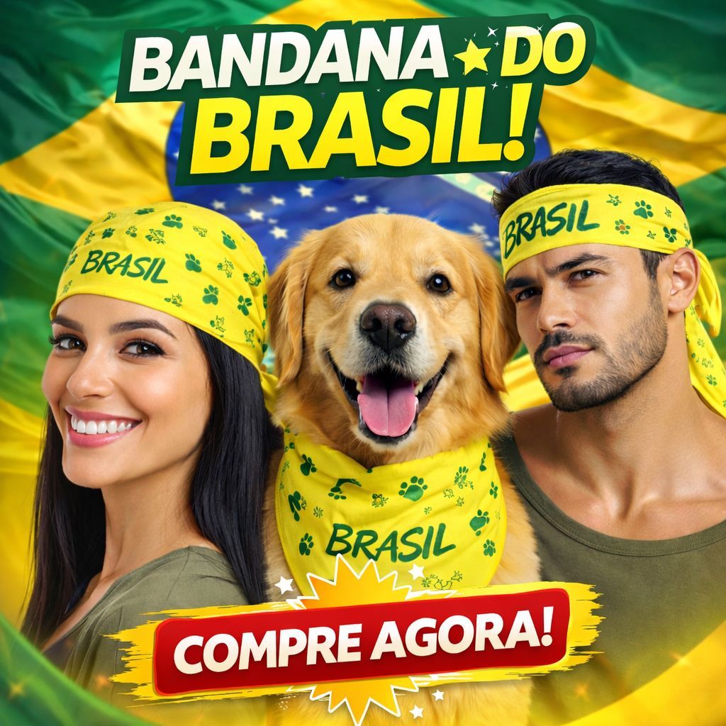 Bandana do Brasil Copa do Mundo 2026 para seu PET Cachorro, Gatos e para Você! Roupinhas de Cachorro Brinquedos