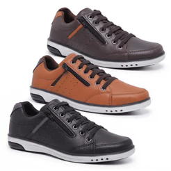 Kit 3 Pares De Sapatenis Masculino Star Fox De Elastico Confortavel 750