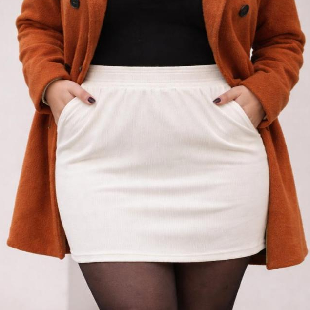 Saia Plus size com shorts interno Moda Feminina Elegante Conforto Estilo Lisa Com Bolsos saia shorts