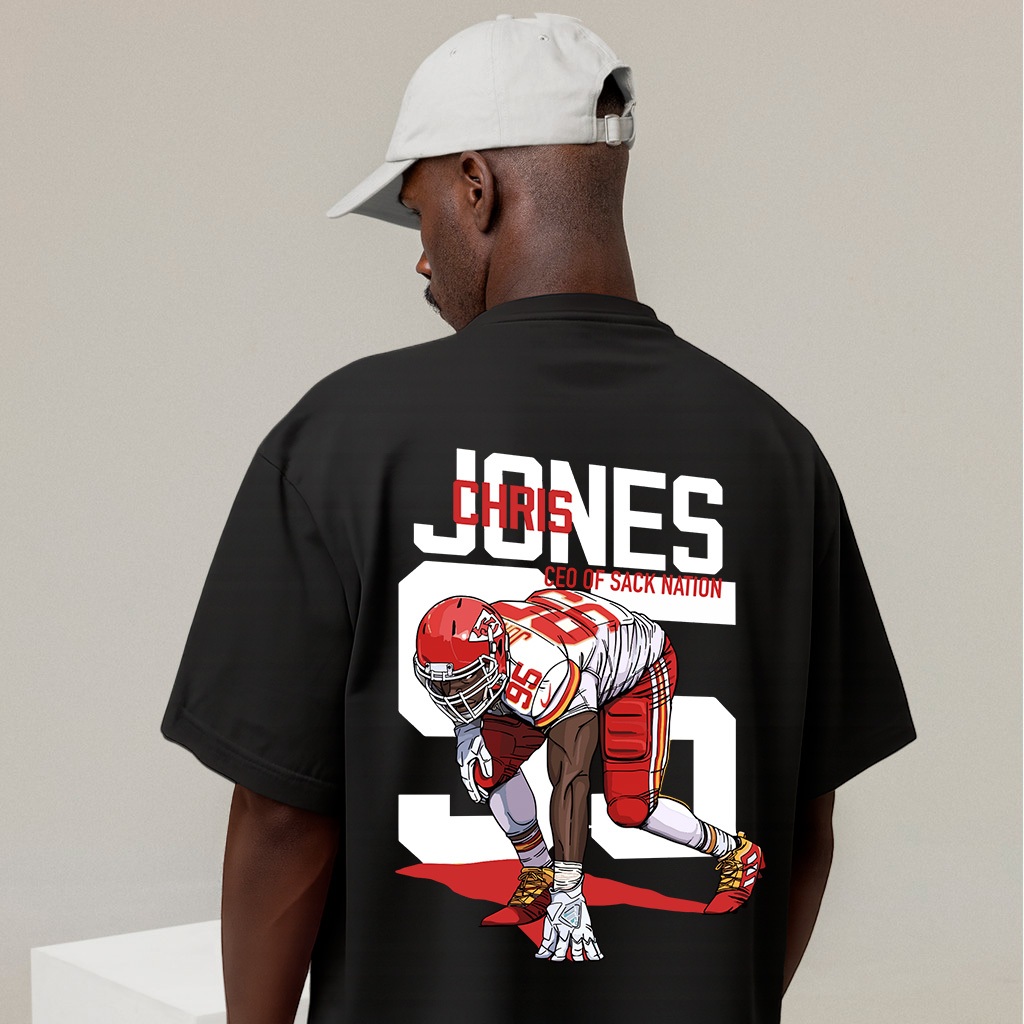 Camiseta Oversized Academia Chris  Esporte Jones NFL Unissex Futebol Americano 100% Algodão