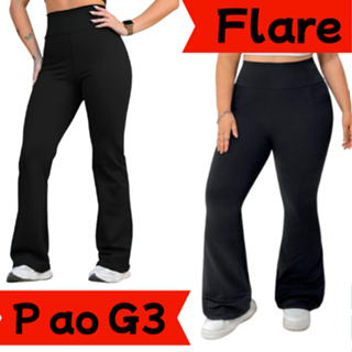 Calça Legging Plus Size Bailarina Boca de Sino Preta Cos Alto em Oferta na Shopee
