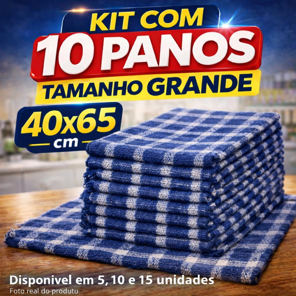 Kit 5, 10 ou 15 Panos De Chão 40x65 Grande Saco Duplo Algodão Limpeza em Oferta na Shopee