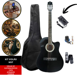 KIT violao MXT ELETROACÚSTICO REGULADO PELO LUTHIER