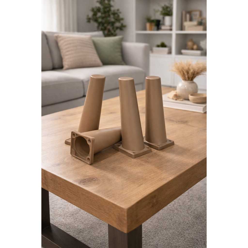 Kit Com 04 Pés Palito 17cm De Plástico Para Móveis Cozinha Quarto Sala Várias Cores