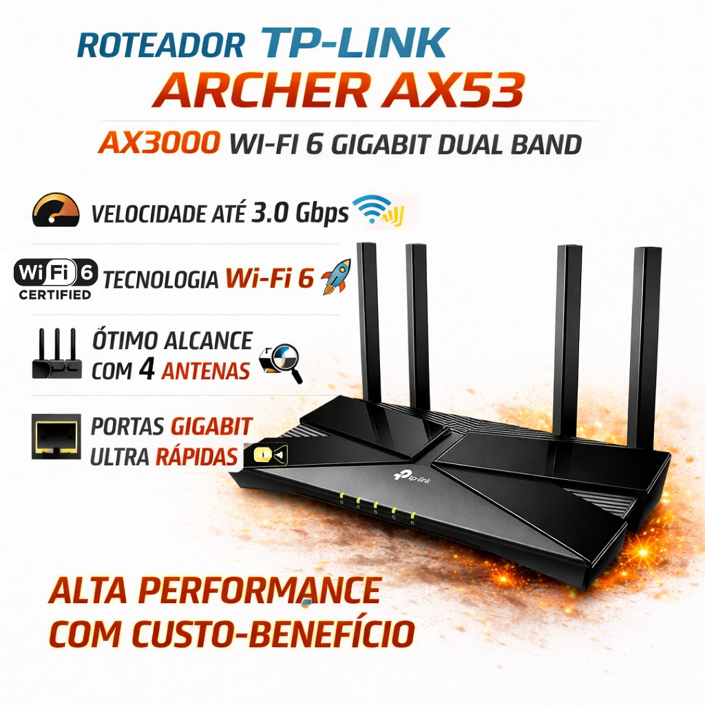 Roteador TP-Link Archer AX53 WI-FI 6 AX3000 Dual Band