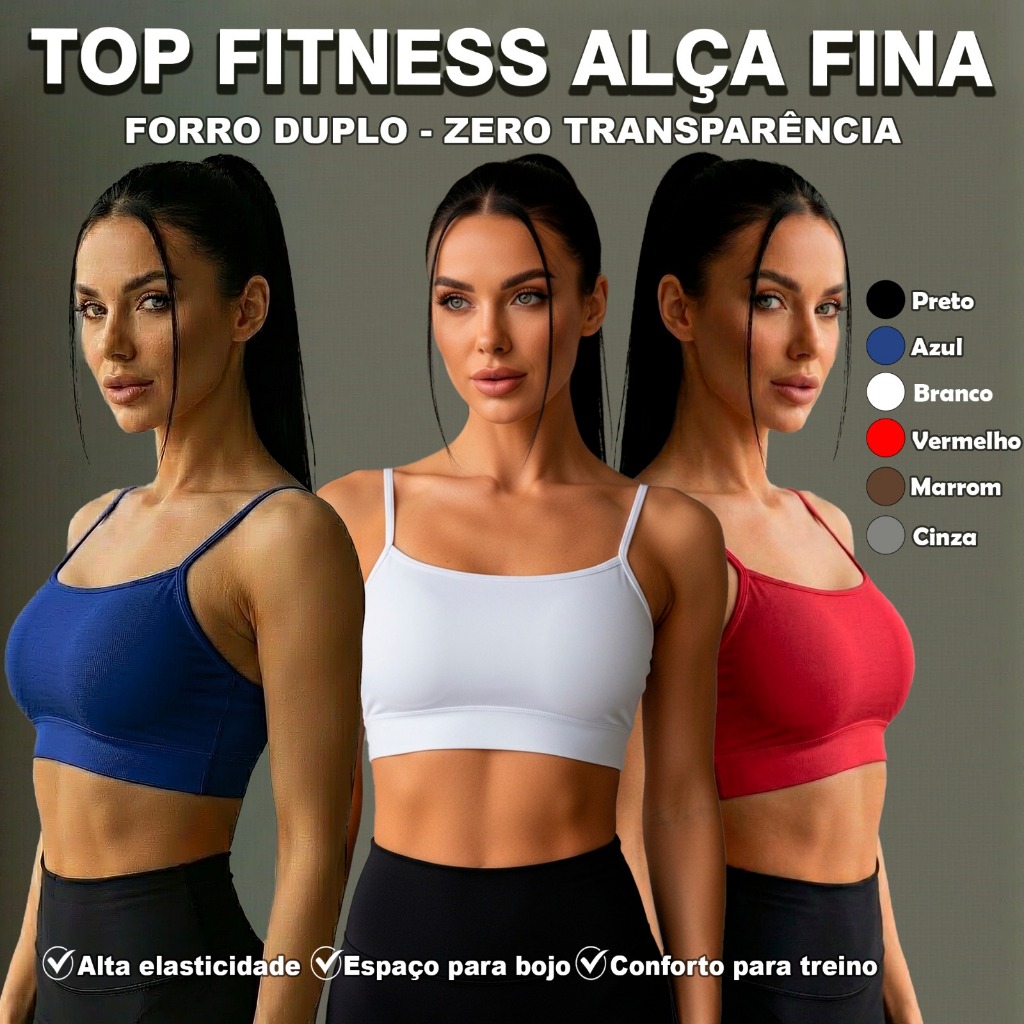 Top Academia Feminino Alça Fina Fitness Confortável Sustentação Treino Gym Moda Fitness em Oferta na Shopee