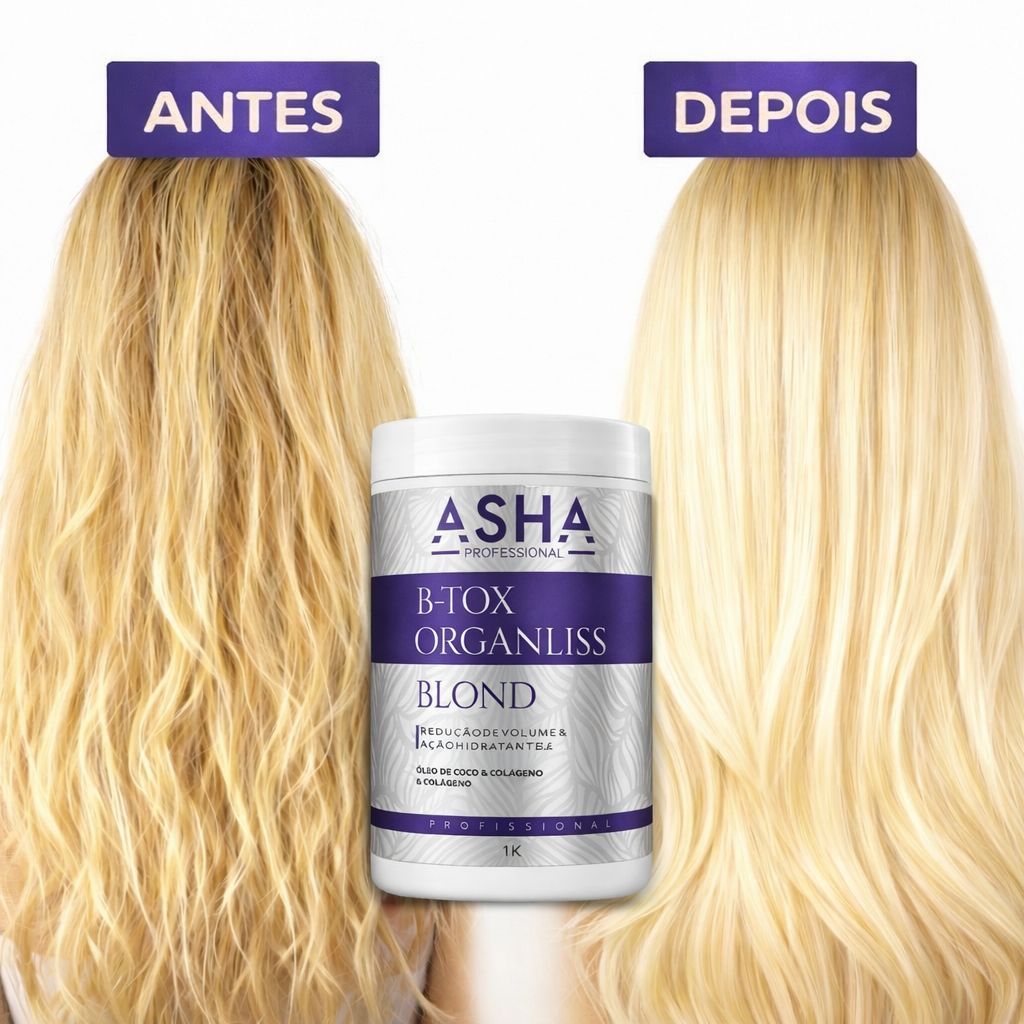 Botox Capilar Sem Formol Matizador Profissional, Alinhamento dos fios, Anti-Frizz 1 QUILO ASHA