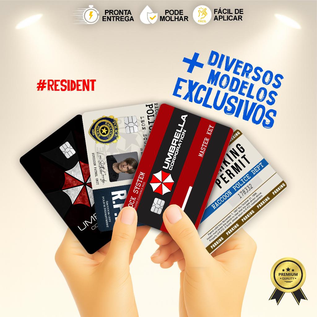Adesivo Película para Cartão | Resident Evil, Umbrella, Leon, e Jill em Oferta na Shopee