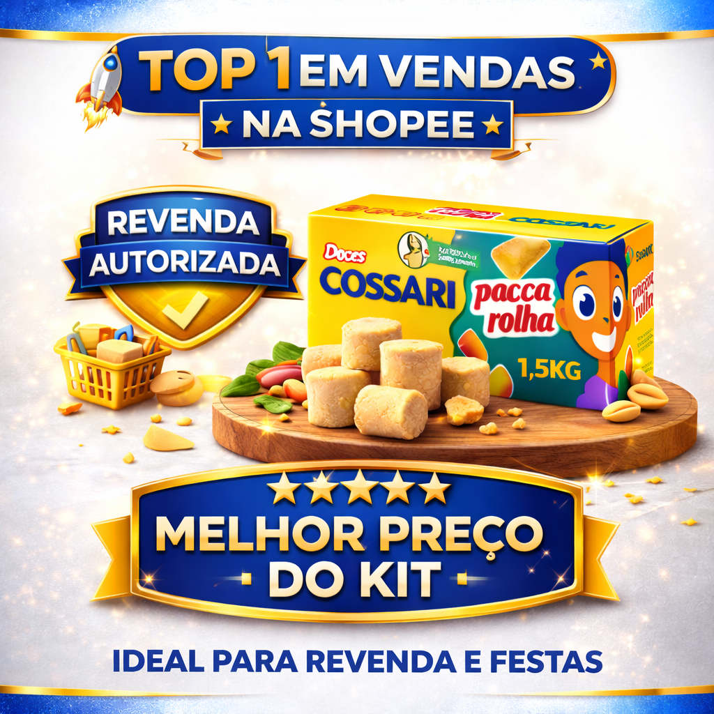 Paçoca Rolha Cossari Original | Kit 100 200 300 400 Unidades Caixa 1,5kg Revenda Festas Lembrancinhas Doces Aniversário em Oferta na Shopee