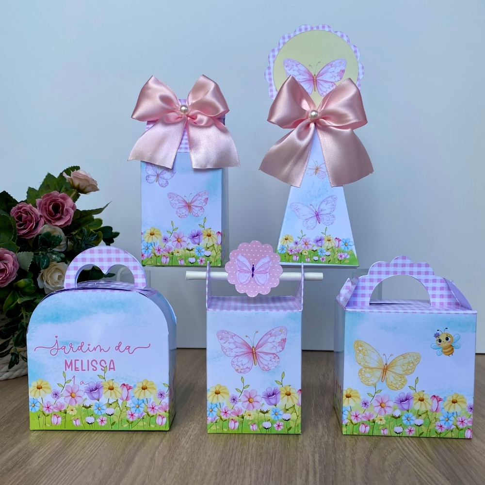 Kit Personalizados Jardim das Borboletas / Kit Festa Caixinhas Personalizadas Lembrancinha Mimos Aniversário