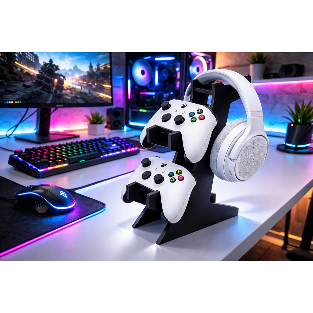 Imagem Suporte Gamer Porta Controle Videogame Para Ps4 Xbox Ps5 Fone de Ouvido Headset