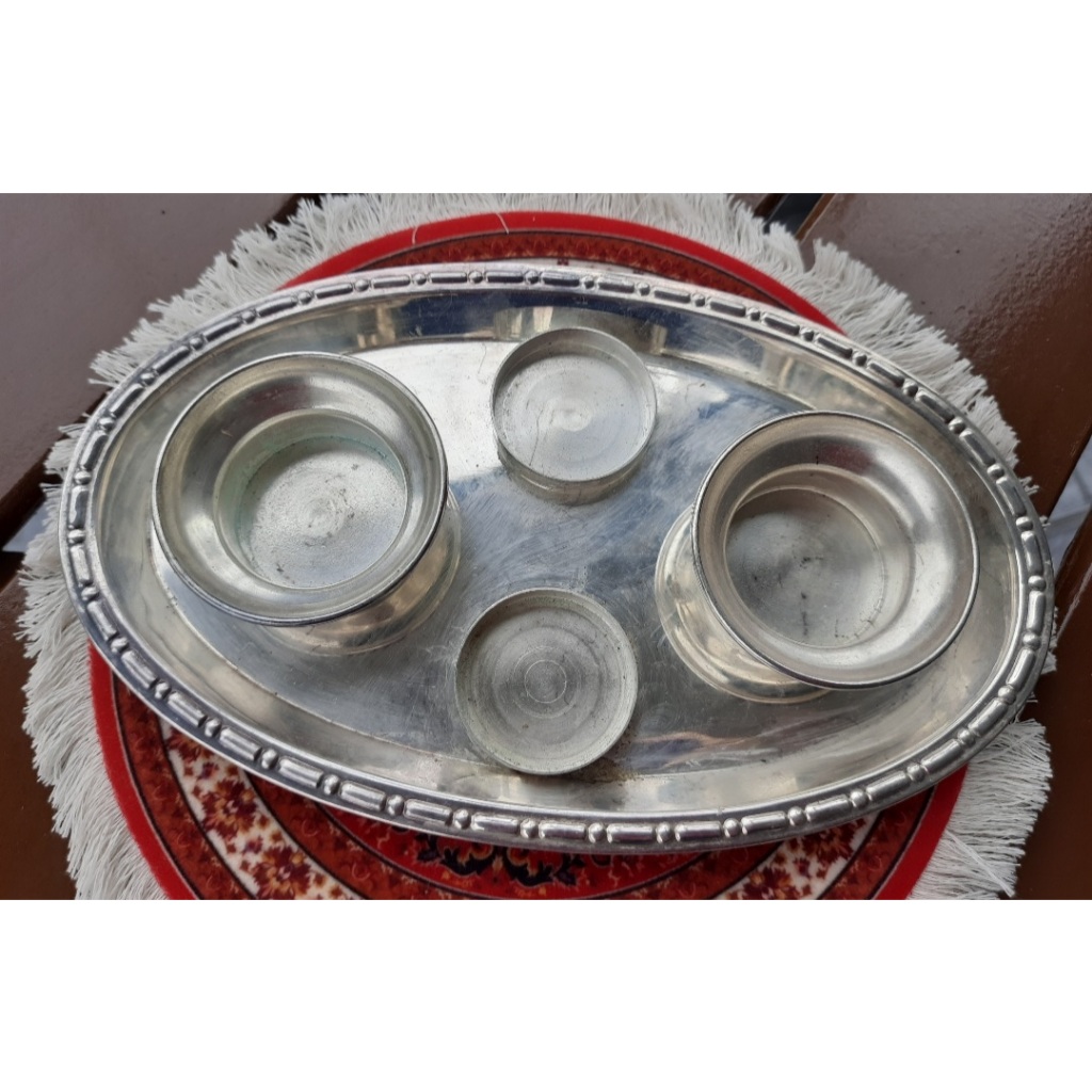 Bandeja antiga em prata 23cm x 14cm antiguidade louça antiga