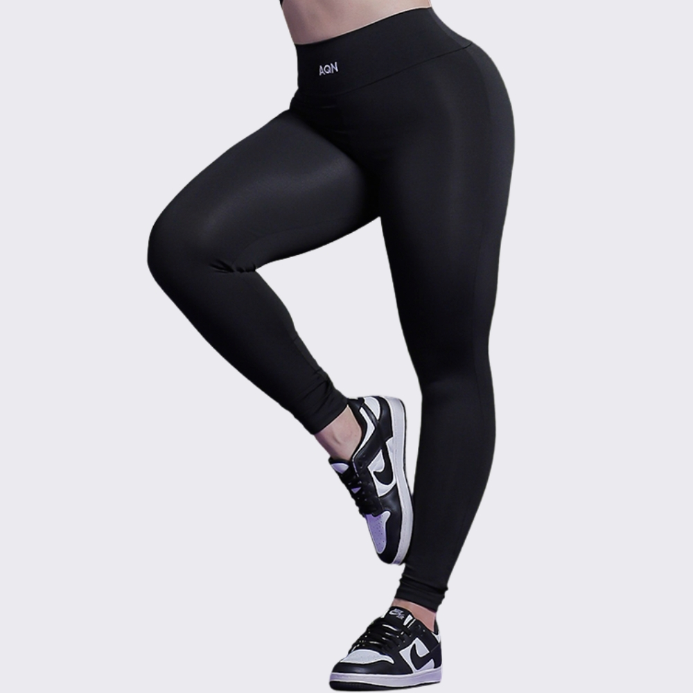 Imagem Calça Legging Empina Bumbum Bordado Preto Lux Fitness Academia Casual Corrida Yoga AQN SPORT