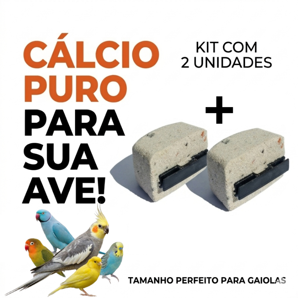 Kit Bloco De Cálcio Para Aves Calopsita Ring Neck Periquito Agapornis Canário Com Clipe Para Gaiola