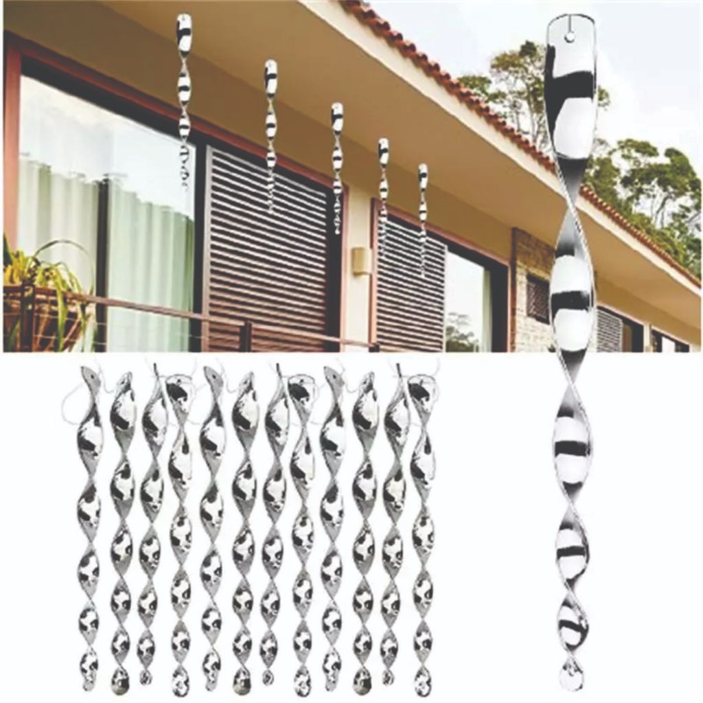 10 Hastes Espanta Pássaros Pombos Refletora Repelente Plantação Pomar Terraço Varandas