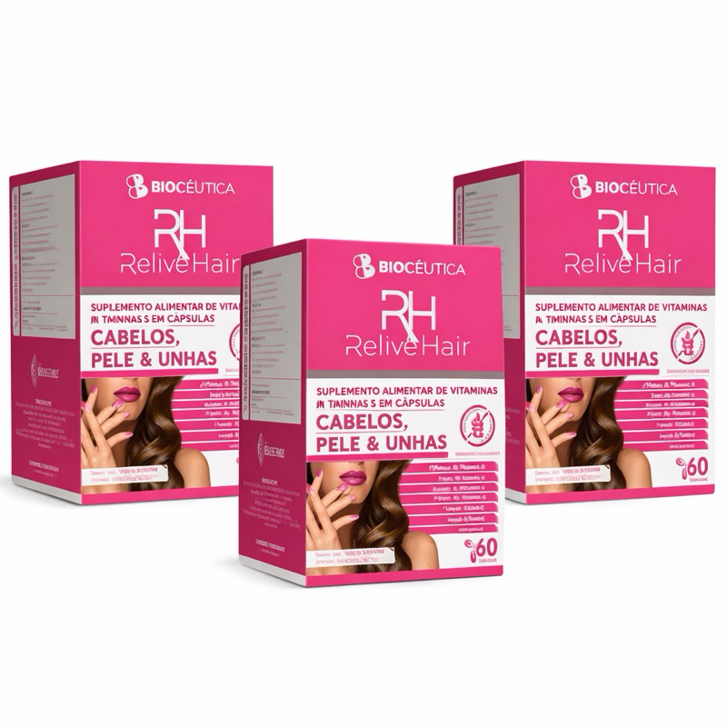 Suplemento Relive Hair com Biotina 60 Cápsulas - Biocêutica