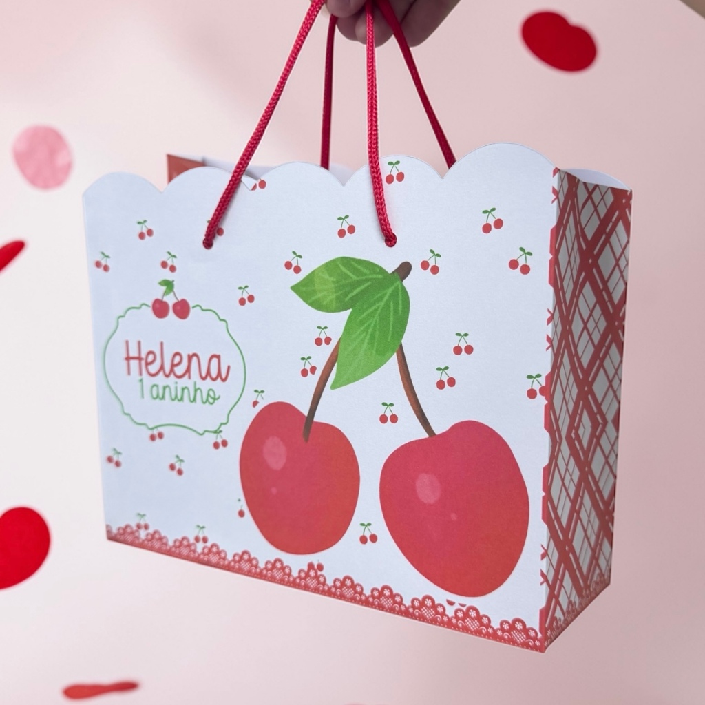 10 Sacolinhas Cerejinha Personalizada – Lembrancinha/ bolsinhas mimos Festa Infantil