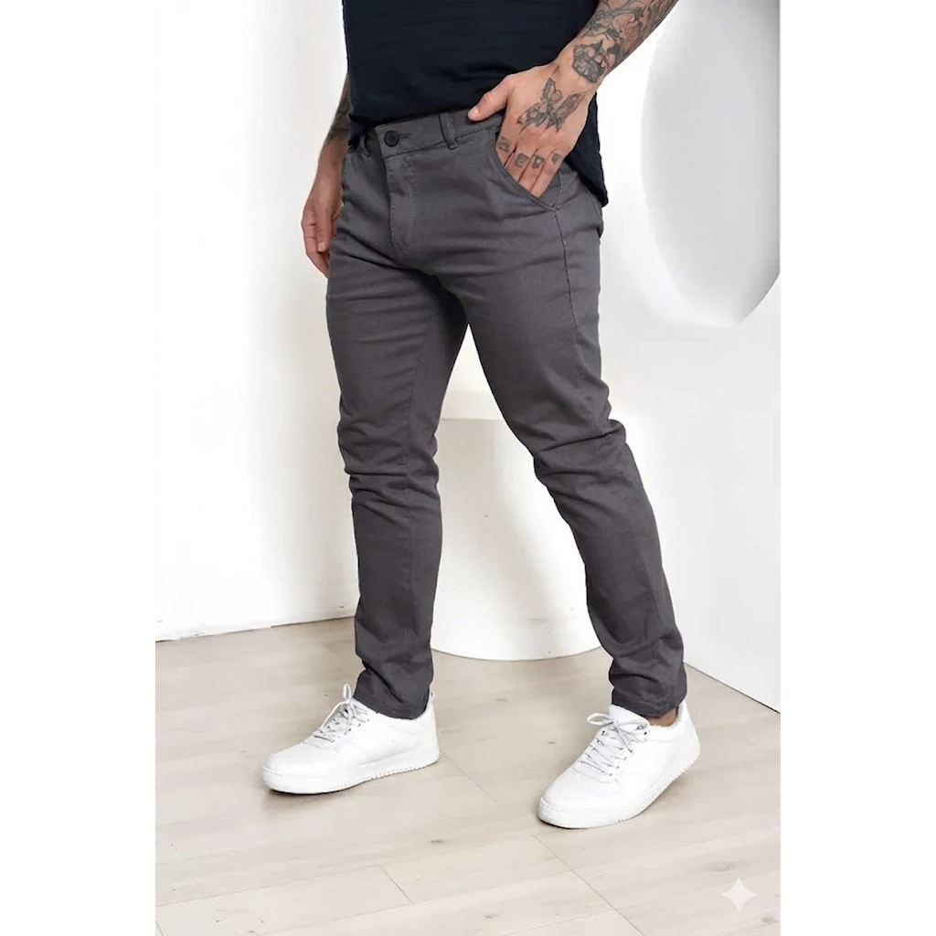 Calças Sarja Masculina Alfaiataria Esporte Fino Bolso Faca Bolso Embutido