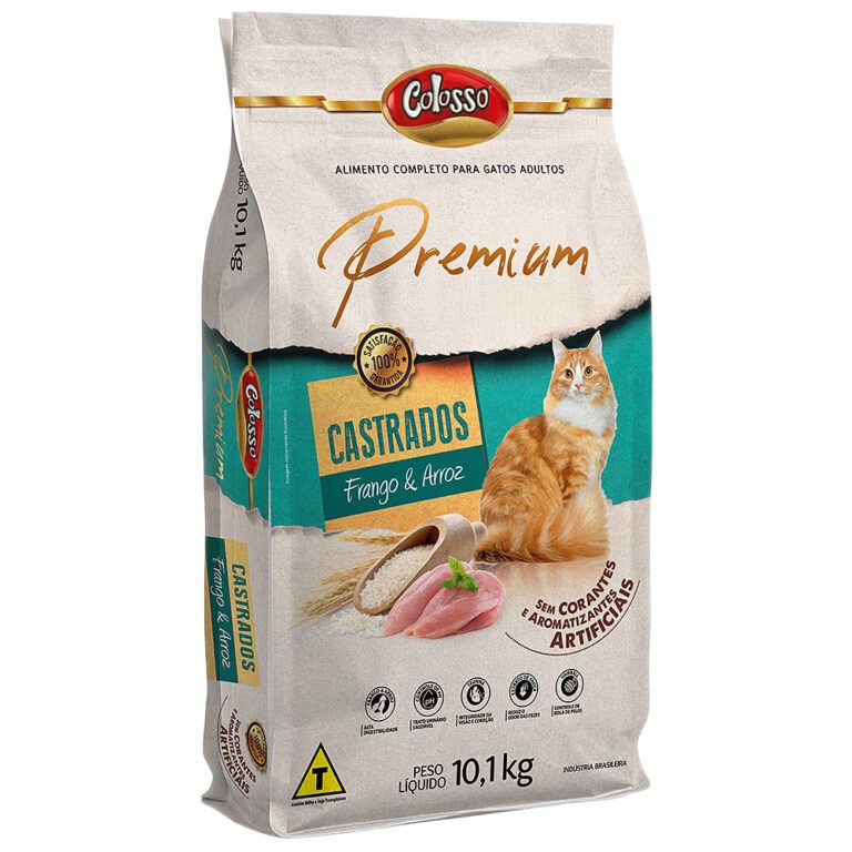 Ração para Gatos Castrados Premium Salmão e Arroz Colosso 10KG