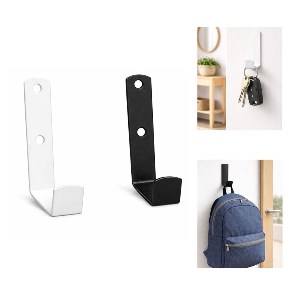 Kit 03 Ganchos De Parede Multiuso Suporta Até 5KG Preto/Branco Com Bucha/Parafuso em Oferta na Shopee