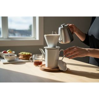 Kit Bule Café Chá Com Coador em Porcelana