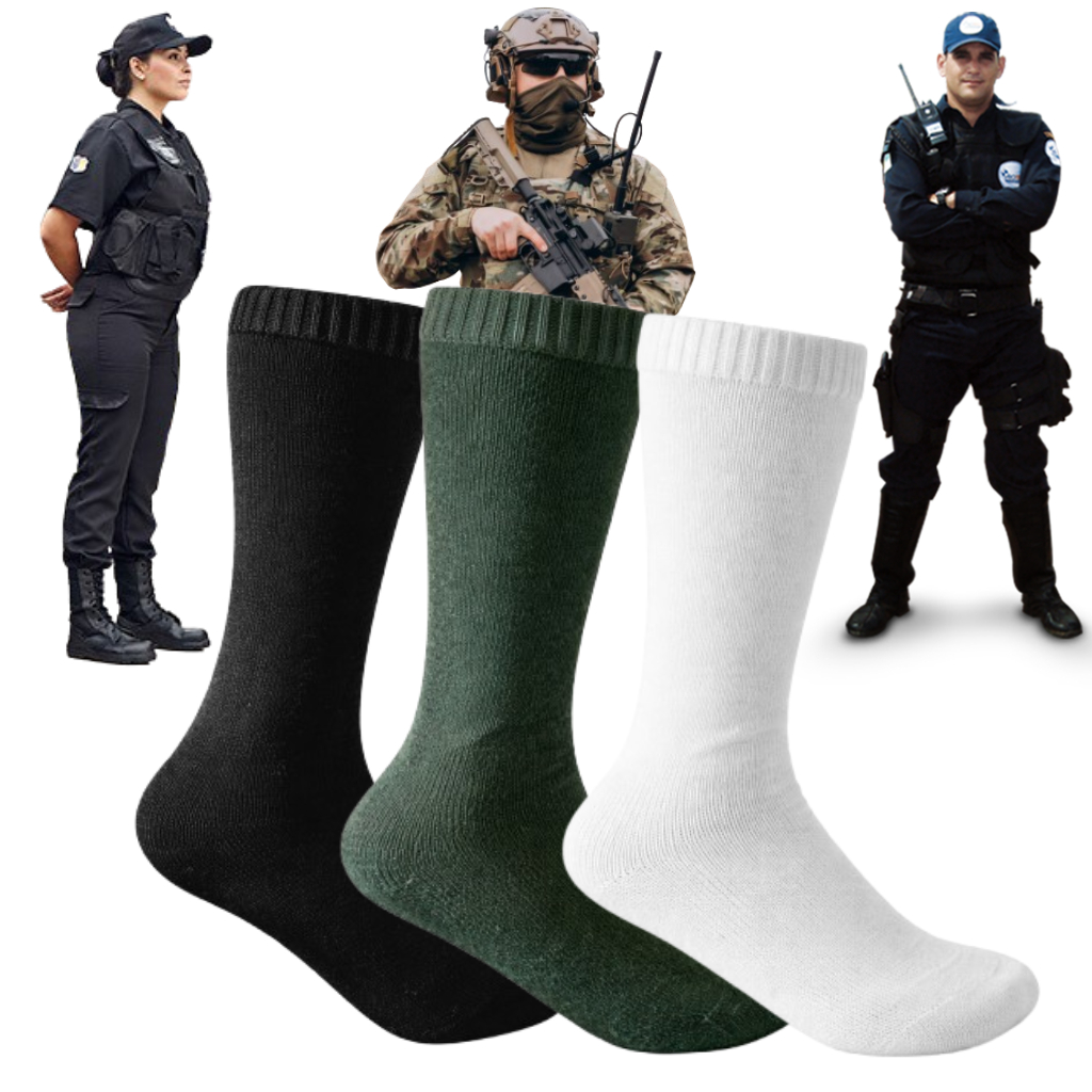 Kit 12 Pares de Meia Cano Longo de Coturno Militar e Segurança ou Bota Preto, Verde e branco em Oferta na Shopee